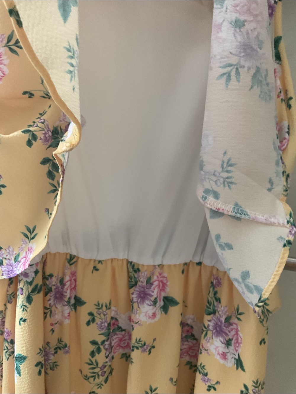 Rare Editions Yellow Floral Midi Skirt with Pink Rose Print - Picture 8 of 8